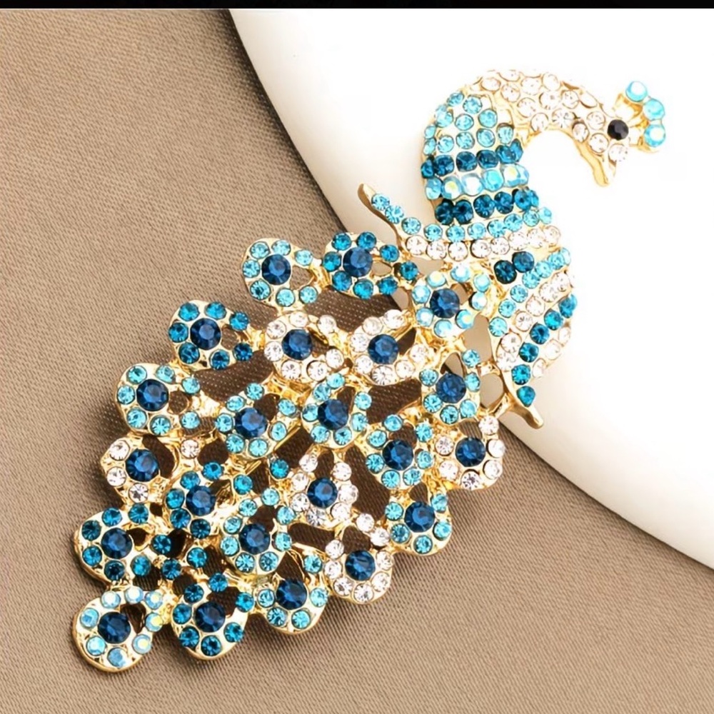Elegant Blue Peacock Brooch Elegantly Crafted- (7.7cm/3.03inch*3.2cm/1.26inch)
